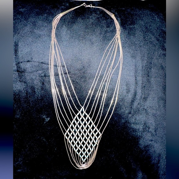 VNTG Sterling Navajo Native American Turquoise Liquid Silver Necklace - Picture 3 of 7